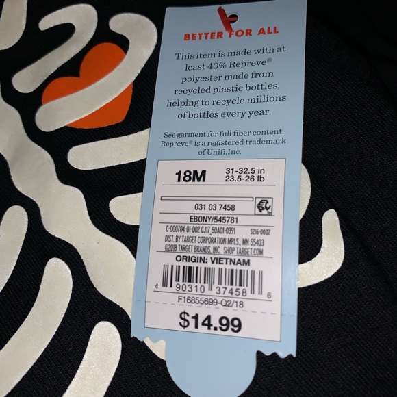 Cat & Jack Black Halloween Glow in Dark One Piece - Picture 8 of 8